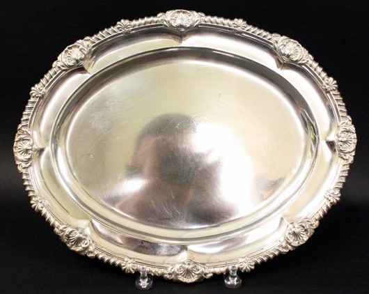 Outstanding sterling silver pieces, like this George III platter by British silversmith Paul Storr  (est. $5,000-$7,000) will be sold.